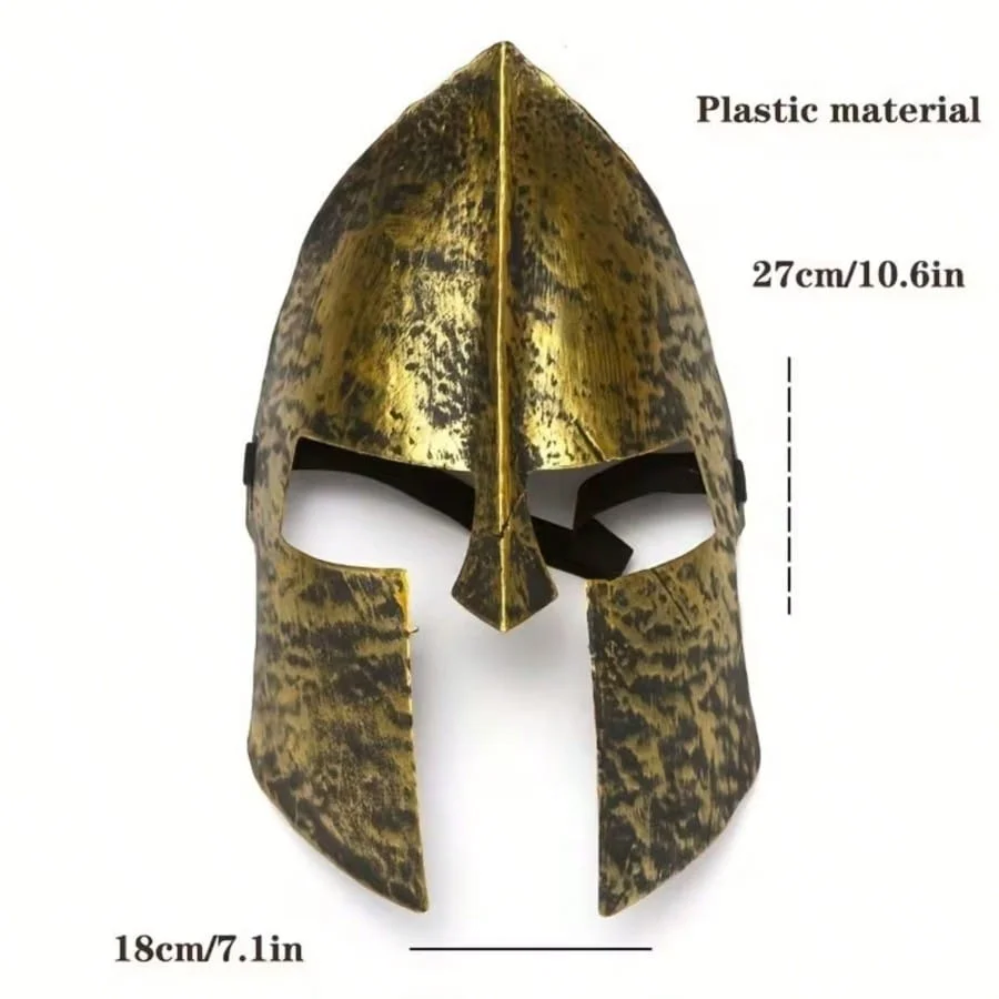 1 Stück Spartaner-Kriegerhelm, antike griechisch-römische Gladiator-Maske, Cosplay-Helm, Halloween-Party-Kostüm, Verkleidungs-Requisite für Herren – Detail 6