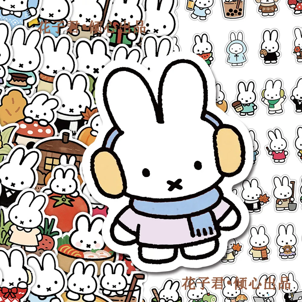 68pcs Miffy cartoon animation peripheral cute creative stickers personality two-dimensional decorative hand account stickers