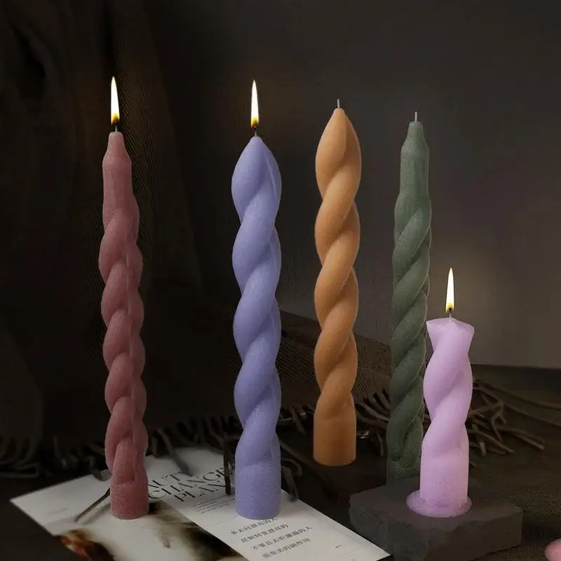 Spiral Taper Candle Mold DIY Long Pole Twisted Silicone Mold for Candles Handmade Home Decor Tools Candle Making Supplies Crafts