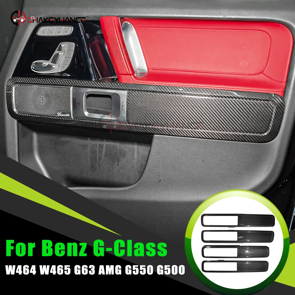 

4 шт., настоящие сухие полоски из углеродного волокна, накладки на дверные панели, наклейки, аксессуары для интерьера для Benz G Class W464 G500 G65 2019-2025