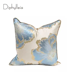 Diphylleia Cushion Cover Floral Embroidered Chinese Oriental Artistic Square Pillowcase Sofa Chair Coussin Shame Decorating