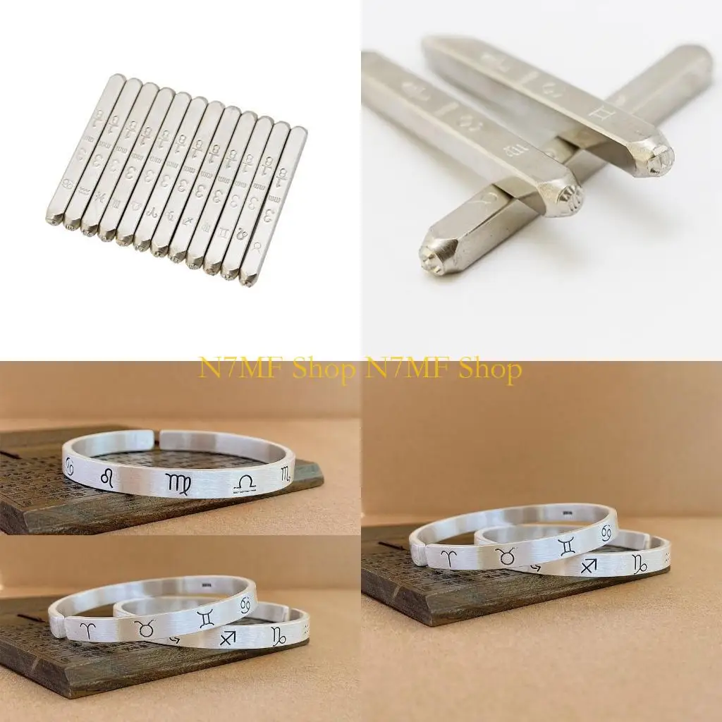 

N7MF 12Pcs Metal Stamp Set for Wood Stamping DIY Leather Craft Stamper