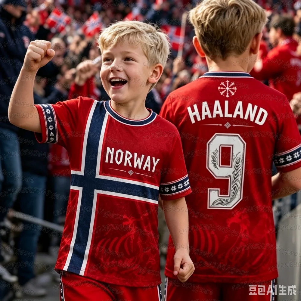 26 Sommer Jungen Mädchen HAALAND Nr. 9 Fußballtrikot T-Shirt Damen Herren Norwegen Fußballfans Männer Frauen Kinder Kurzarm-T-Shirt
