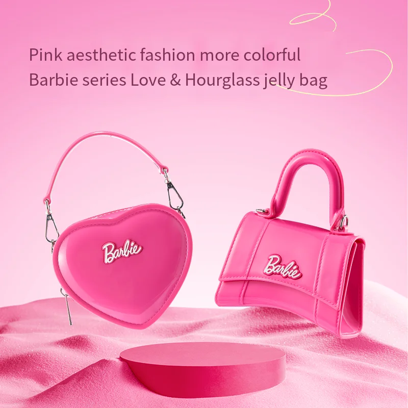 Miniso Barbies Series Love Jelly Pack Girl Fenins Wind Dressing Periphery Handbag Fashion Light Carry Kawaii Shoulder Bag