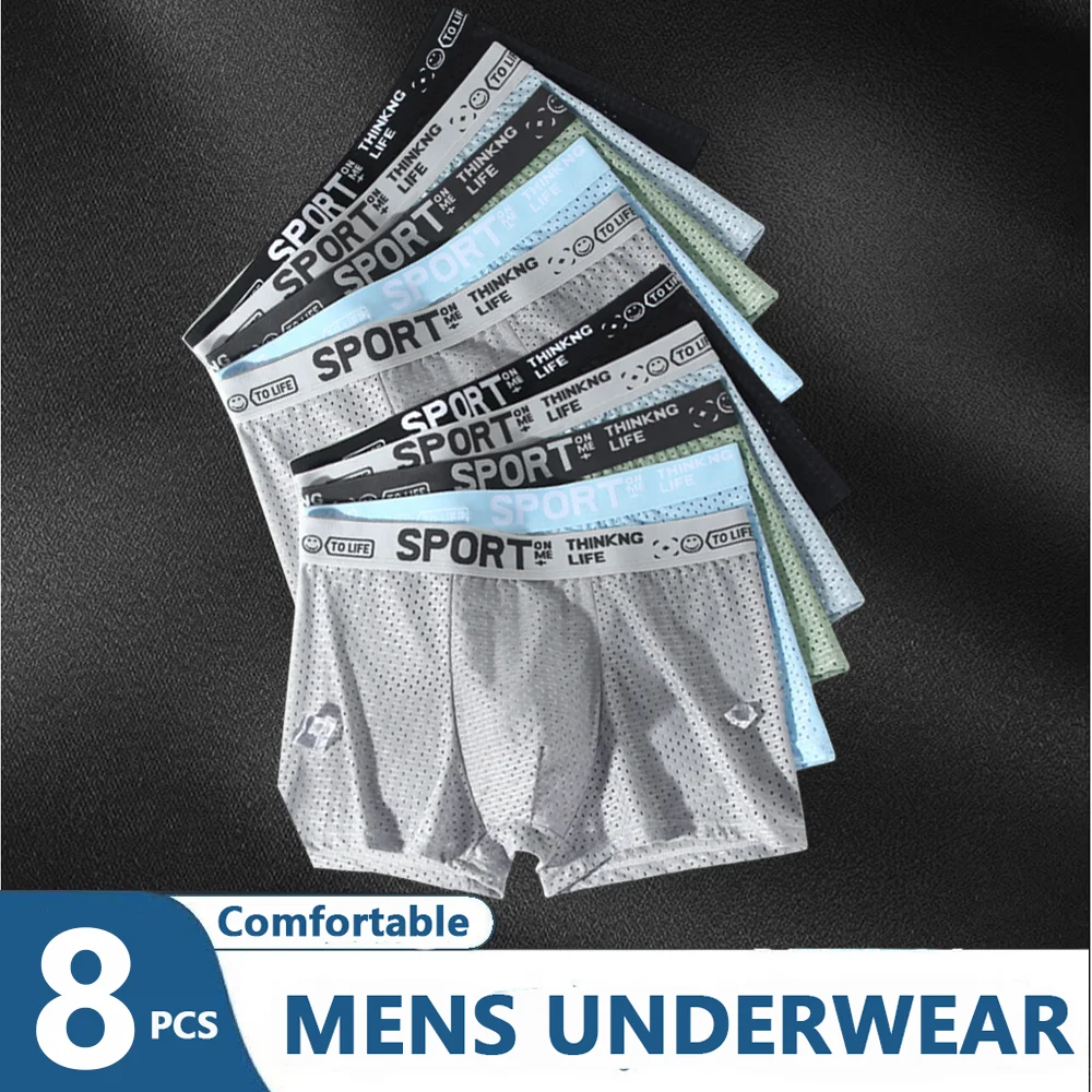 8pcs Mens Boxers Shorts Ice Silk Men Panties Seamless Sexy Underwear Man Underpants Panties Male Breathable Boxer Homme