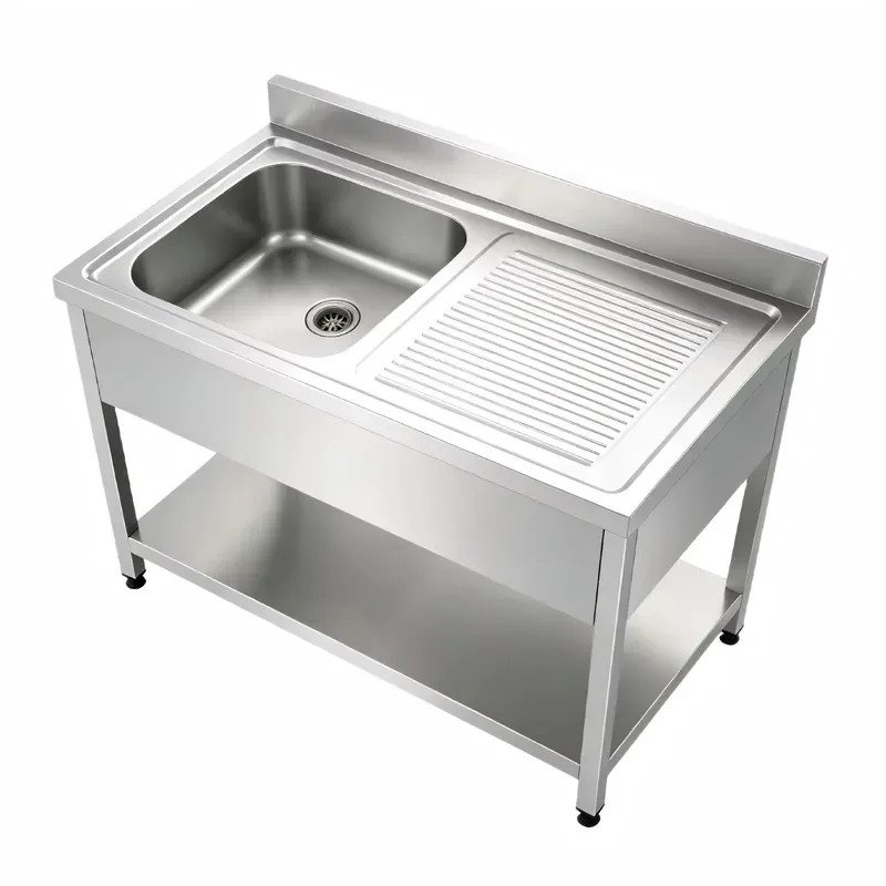 Custom Stainless Steel Workbench 1200x600x950mm With Sink And Drain Board Commercial Kitchen Prep Table For Restaurant Hotel