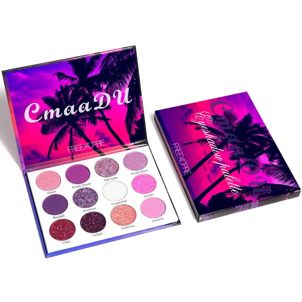 12 Colors Eyeshadow Palette Violet Eye Shadow Shimmer Glitter EyeShadow Waterproof Eyeshadow Make Up Palette Set