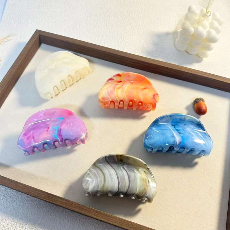 

Красочная полукруглая заколка для волос, элегантная заколка в виде акулы, модный аксессуар для волос для девочек