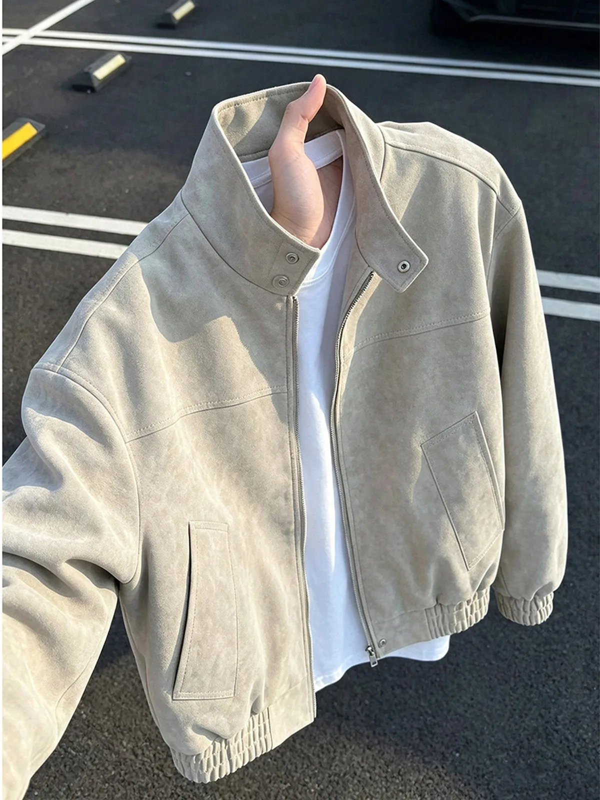 Matte Dyed PU Leather Jacket Men's Fashion Short Baseball Style Stand Collar Flight Jacket American Style Youth Loose Fit