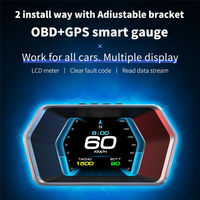 H5-P17 HUD Car Digital Display, OBD2 GPS Speedometer With Voltage And Temperature Gauges