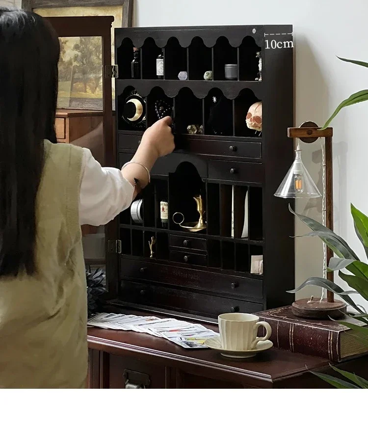 Display cabinet Desktop transparent acrylic dustproof solid wood blind box display cabinet