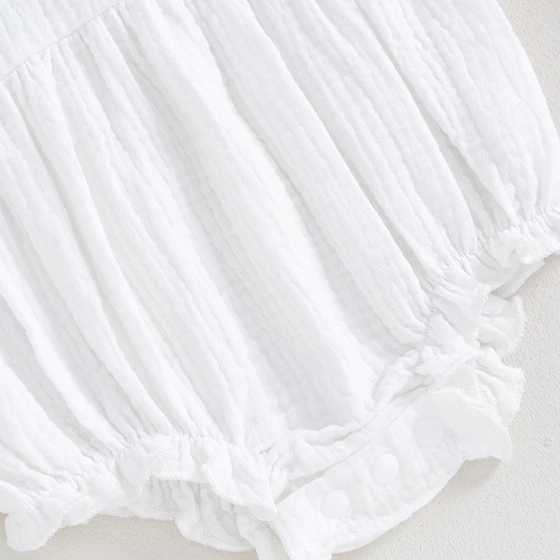 

Newborn Baby Girl Boy Summer Clothes Sleeveless Cotton Linen Ruffle Romper Coming Home Outfit Infant Bodysuit