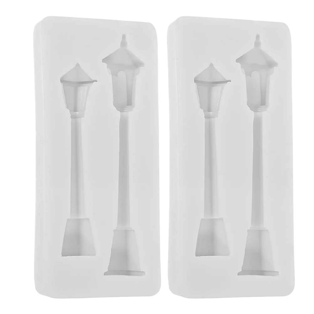 

2pcs Street Lamp Silicone Mold for Baking Making Resin Crafts Durable Heat Resistant Easy Demold Christmas Decor Village