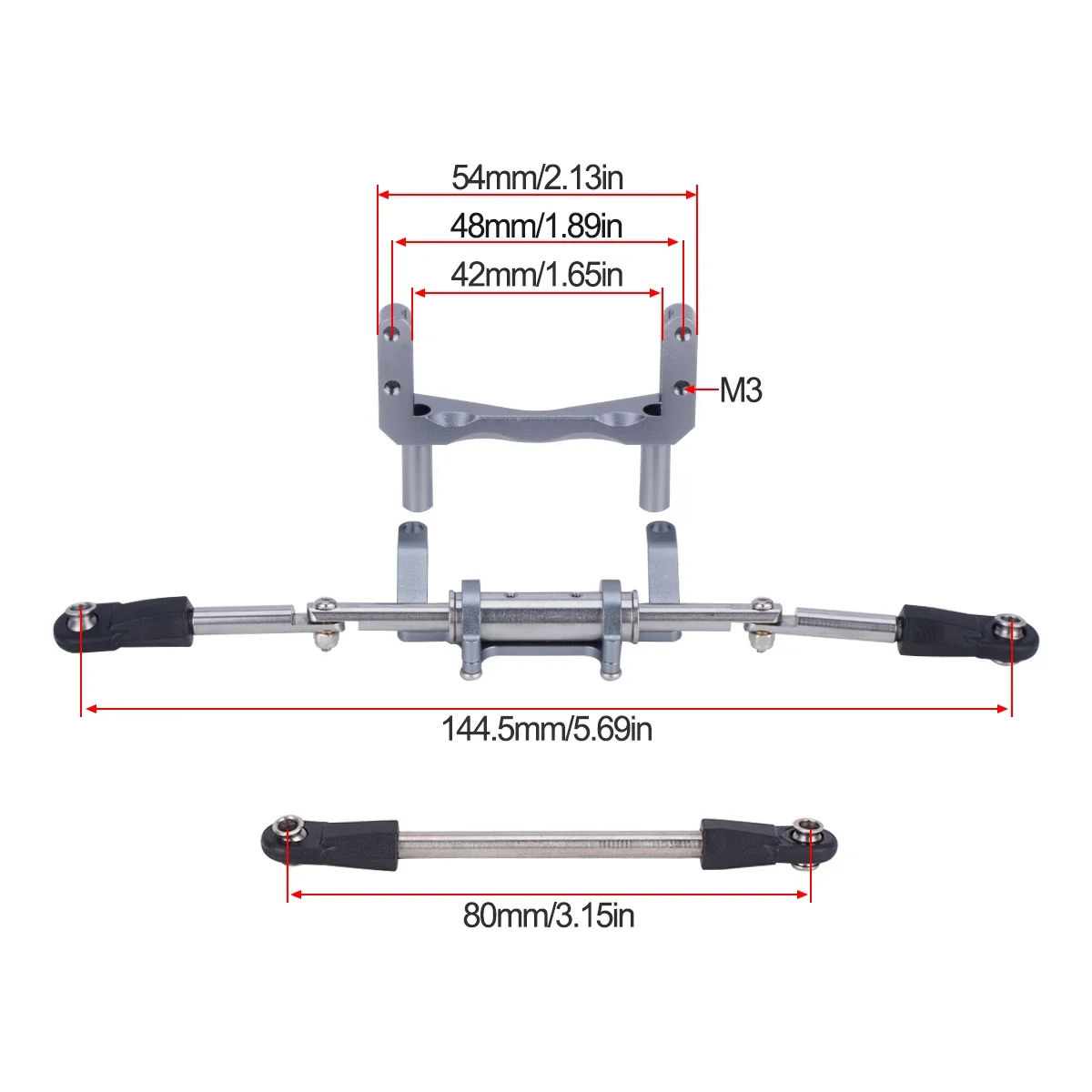 Servo Metal Mount with Scale Hydraulic Steering Kit for 1/10 RC Crawler Car FIMONDA ROCKJOCK SCX10 II Straight Axle