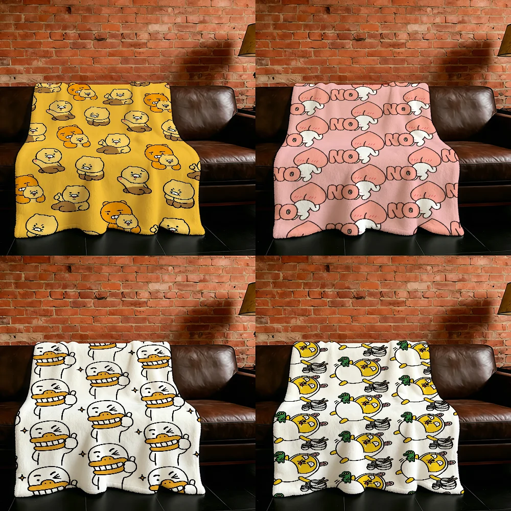 K-KakaoS-ES F-Friends-ES Cartoon Blanket Flannel Warm Soft Throw Blanket For Room Sofa Childish Birthday Gifts