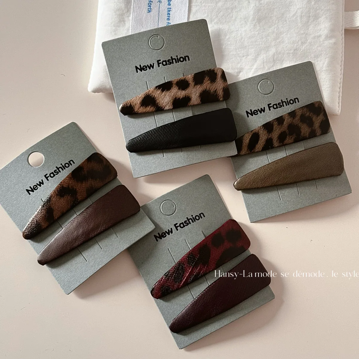 Hair Clip Faux Leather Triangle Fabric Comfortable Non Slip Bangs Side Holder Gentle No Pull for Daily Home Travel Office