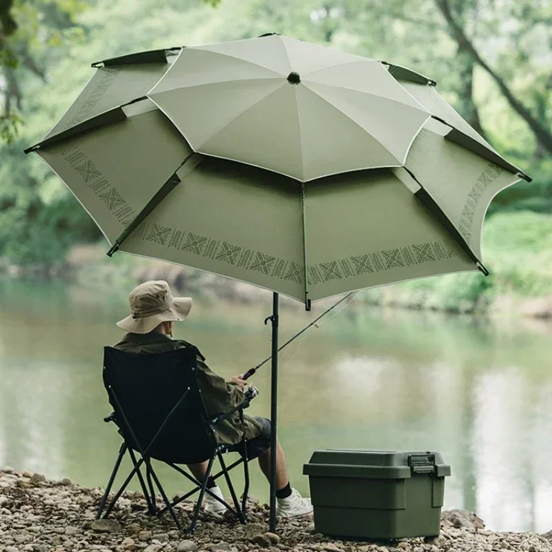 Outdoor Waterproof Awning Sunshade Umbrella for Beach Fishing Parasol Folding Portable Nature Hike Shelters Camping Accessories