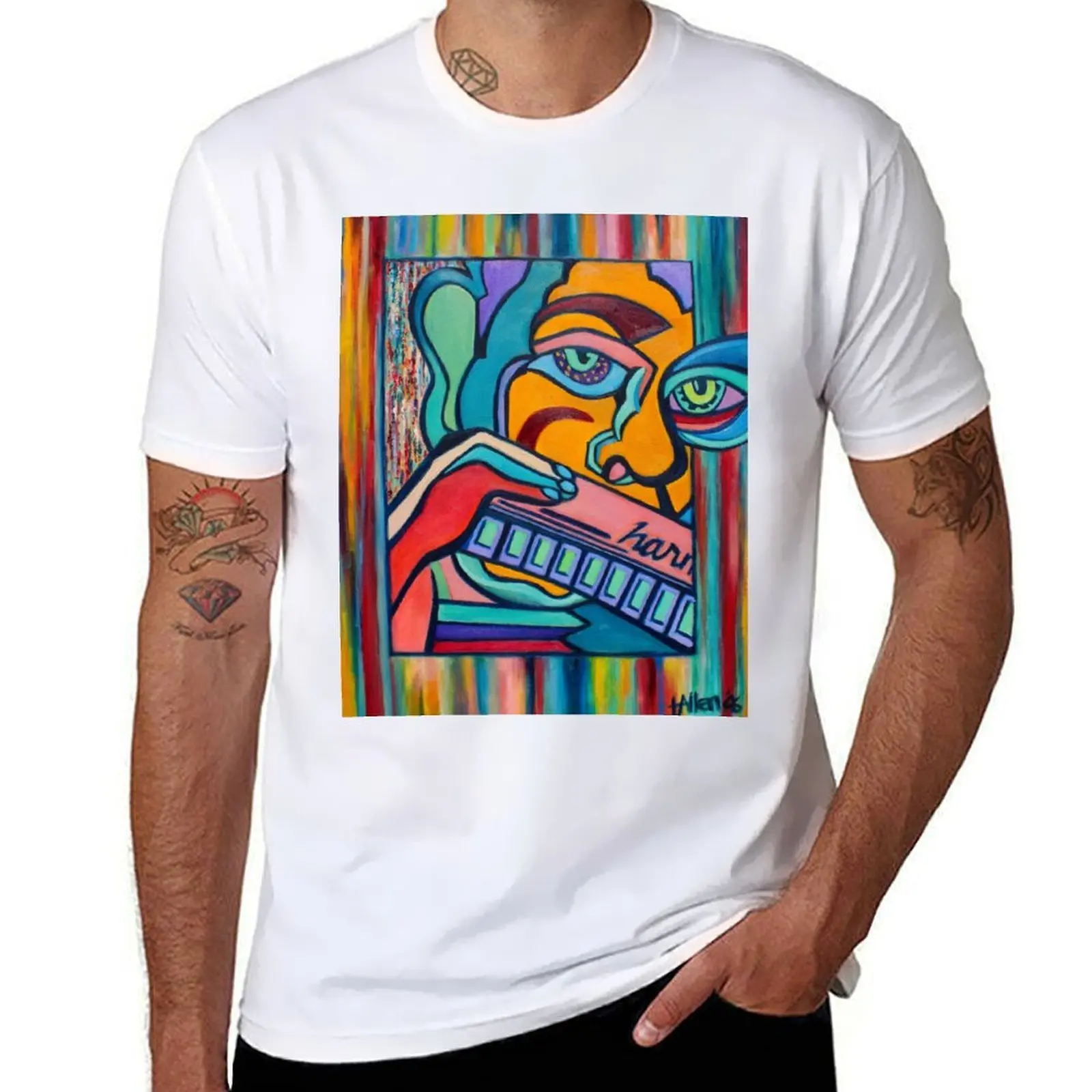 

Harmonica Player T-Shirt t shirts designer t shirts for man pack cotton T-Shirt