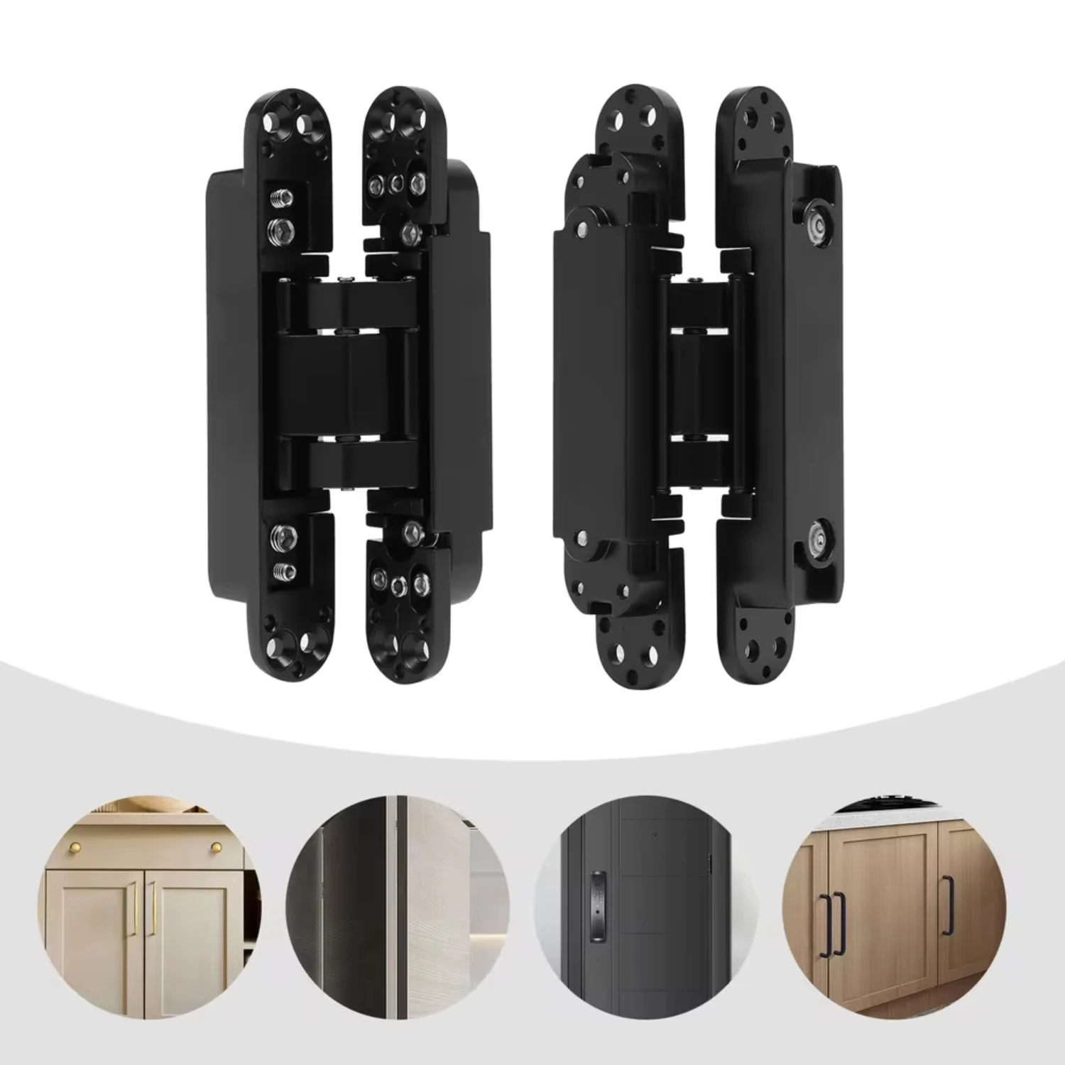 

Pack of 2 Black Heavy Duty Hidden Zinc Alloy Door Hinges 6 Inch Effortless W/ Screws 3-dimensional Adjustable Flexible