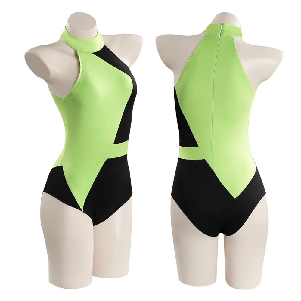 Anime Cosplay Shego Costume Bodysuit Adult Women Swimsuit Halloween Party Carnival Roleplay Outfits Beach Swim Wear Bathing Suit