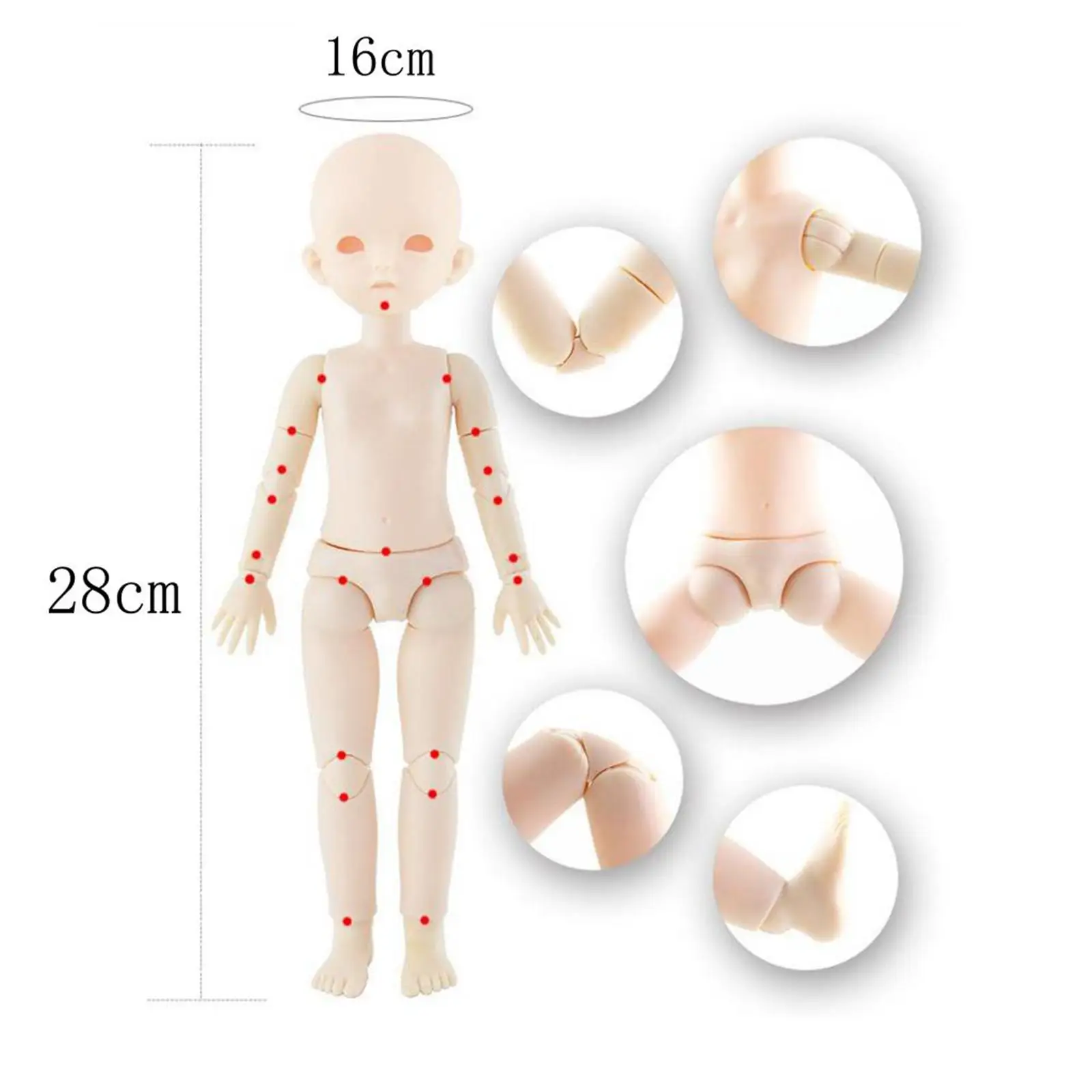 28cm Moveable Plastic Blank Figure Doll Full Body DIY Replacements W/ Shoes