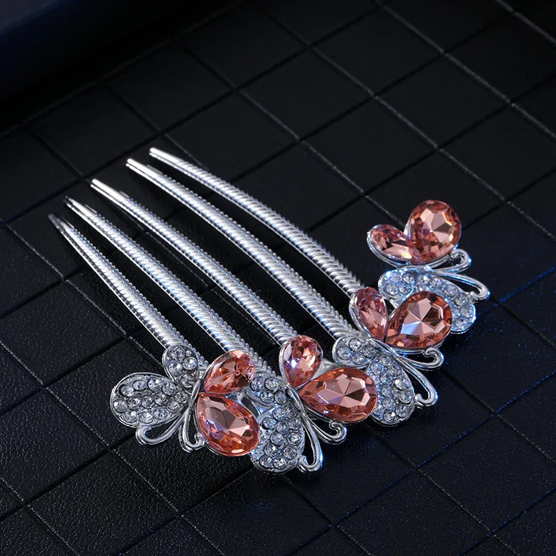 Alloy Hair Comb New Butterfly Hair Accessories Crystal Hair Clip for Women