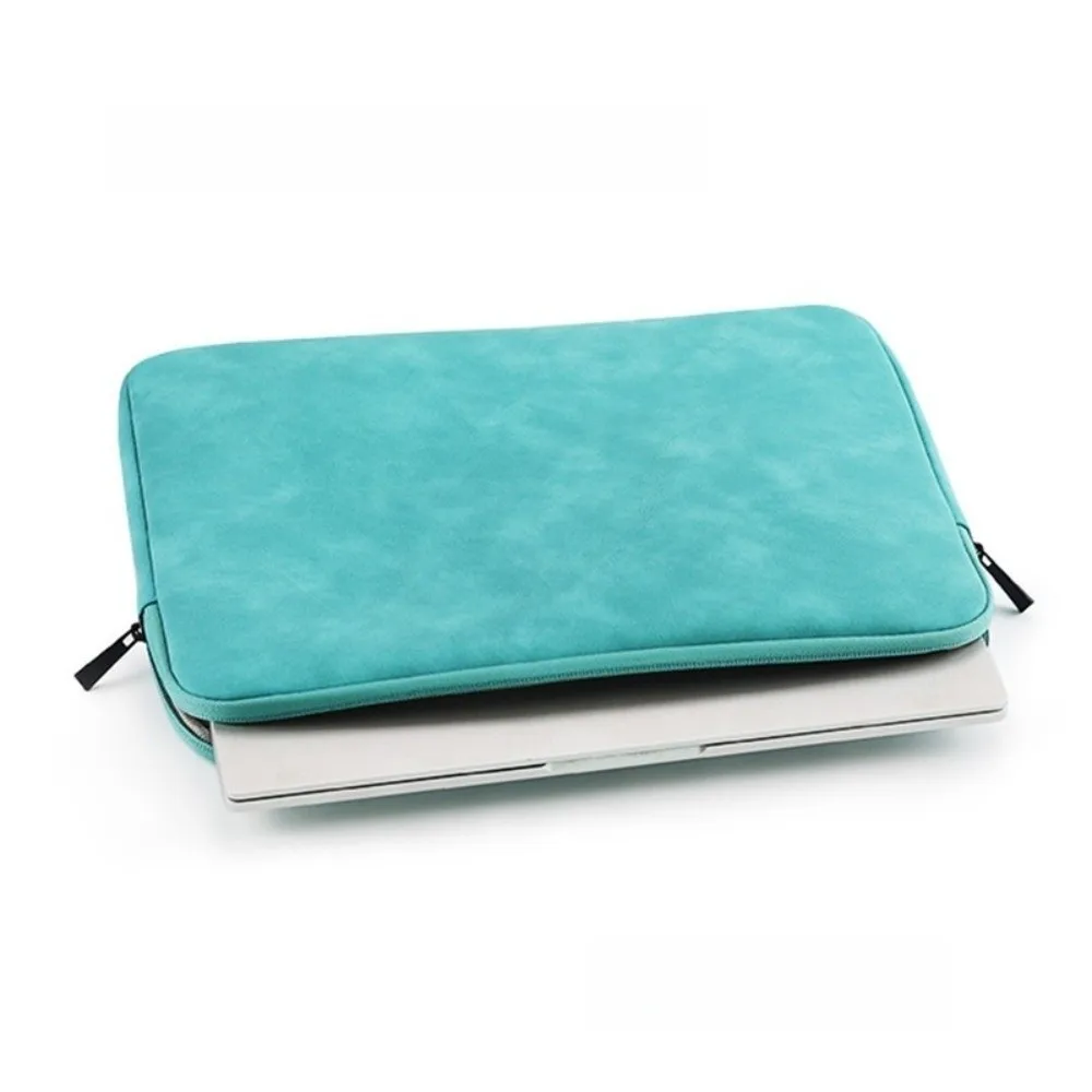 حقيبة كمبيوتر محمول محمولة بلون سادة وسحاب من جلد البولي يوريثان حقيبة كمبيوتر محمول مقاومة للاهتراء حقيبة كمبيوتر محمول ناعمة للتنقل اليومي