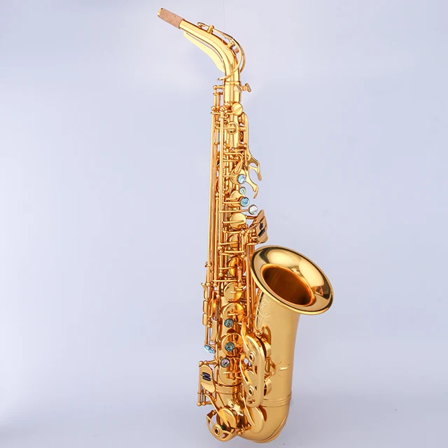 Popular Fine Workmanship Hand Carved Flower Gold Lacquer Alto Saxophone With Packaging Box Accessories