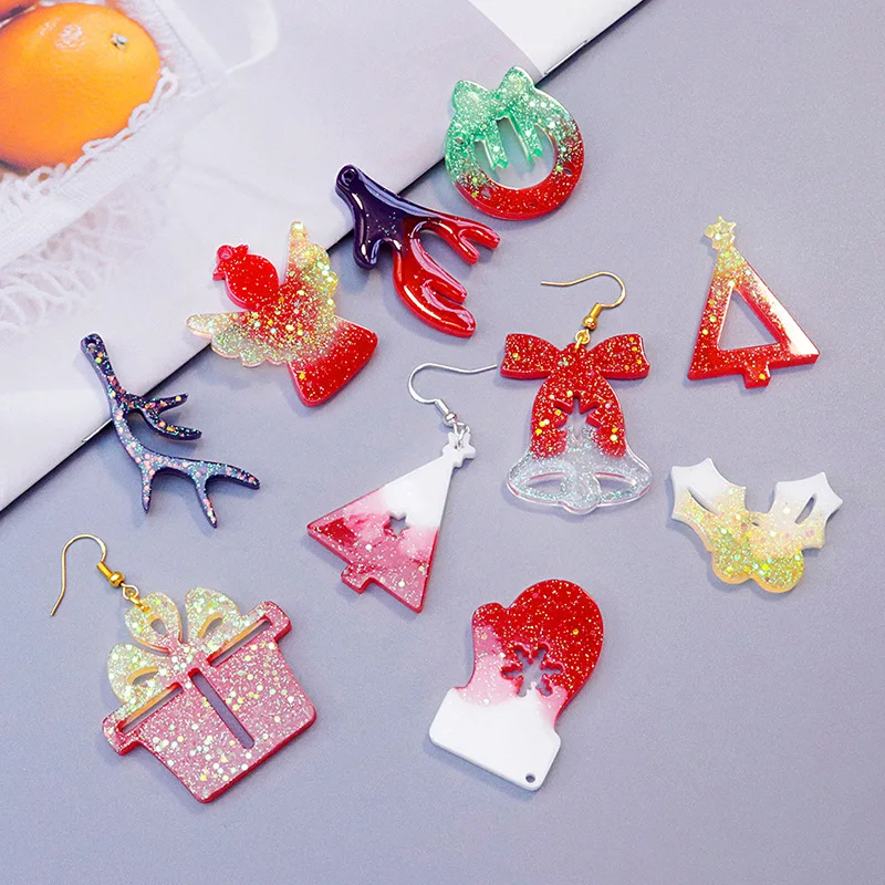 Christmas Gypsum Plaster Molds Fragrance Stocking Angel Bell Ornament Silicone Mold Christmas Tree Hanging Decor Resin Mould