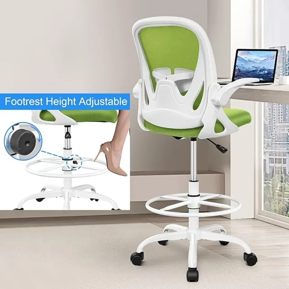 Drafting Chair Tall Office Chair with Flip-up Armrests Executive Ergonomic Computer Standing Desk Chair with Lumbar Support