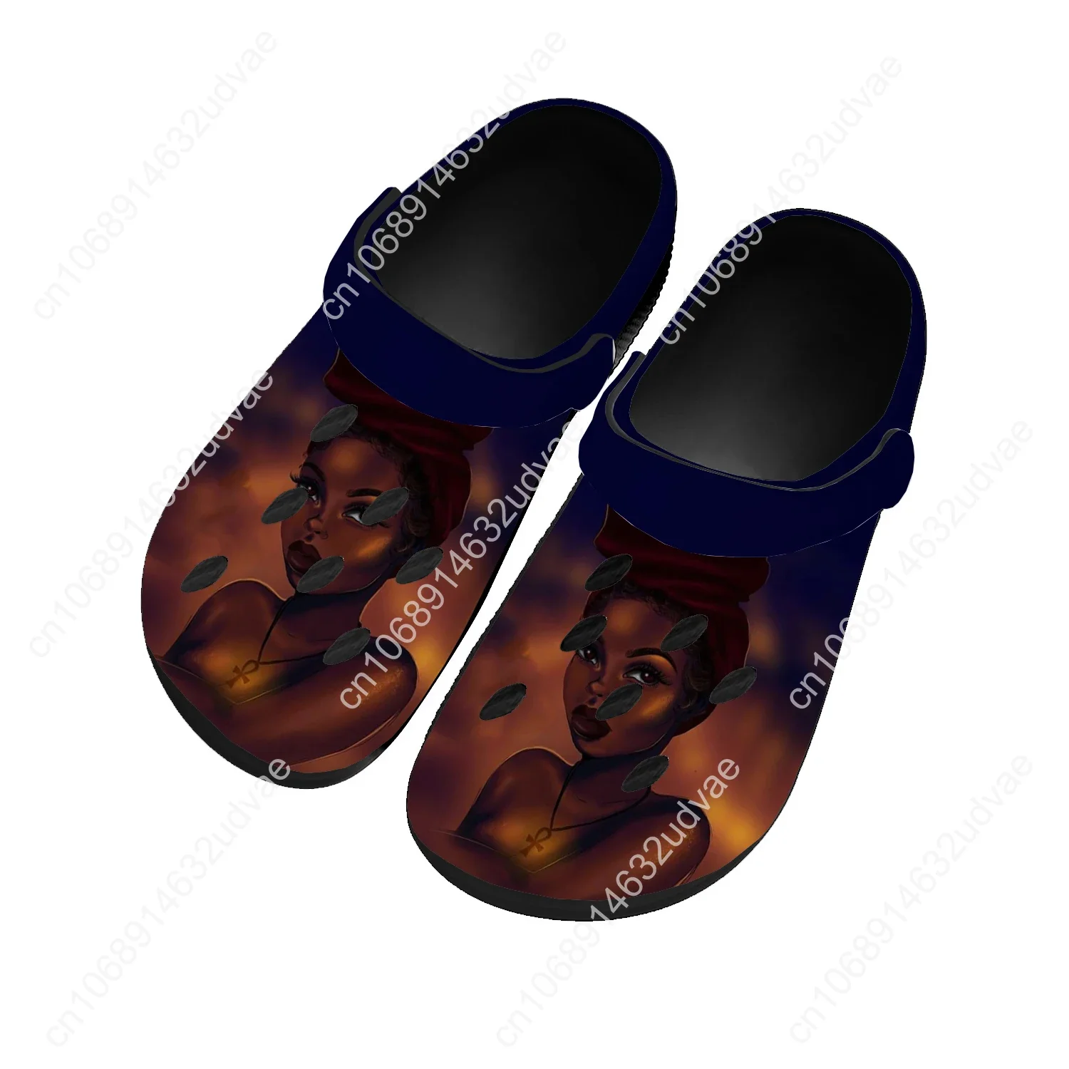 

Черные сандалии в африканском стиле, женские подростковые домашние модные водные туфли, горячие игры, садовые дышащие удобные пляжные тапочки с отверстиями