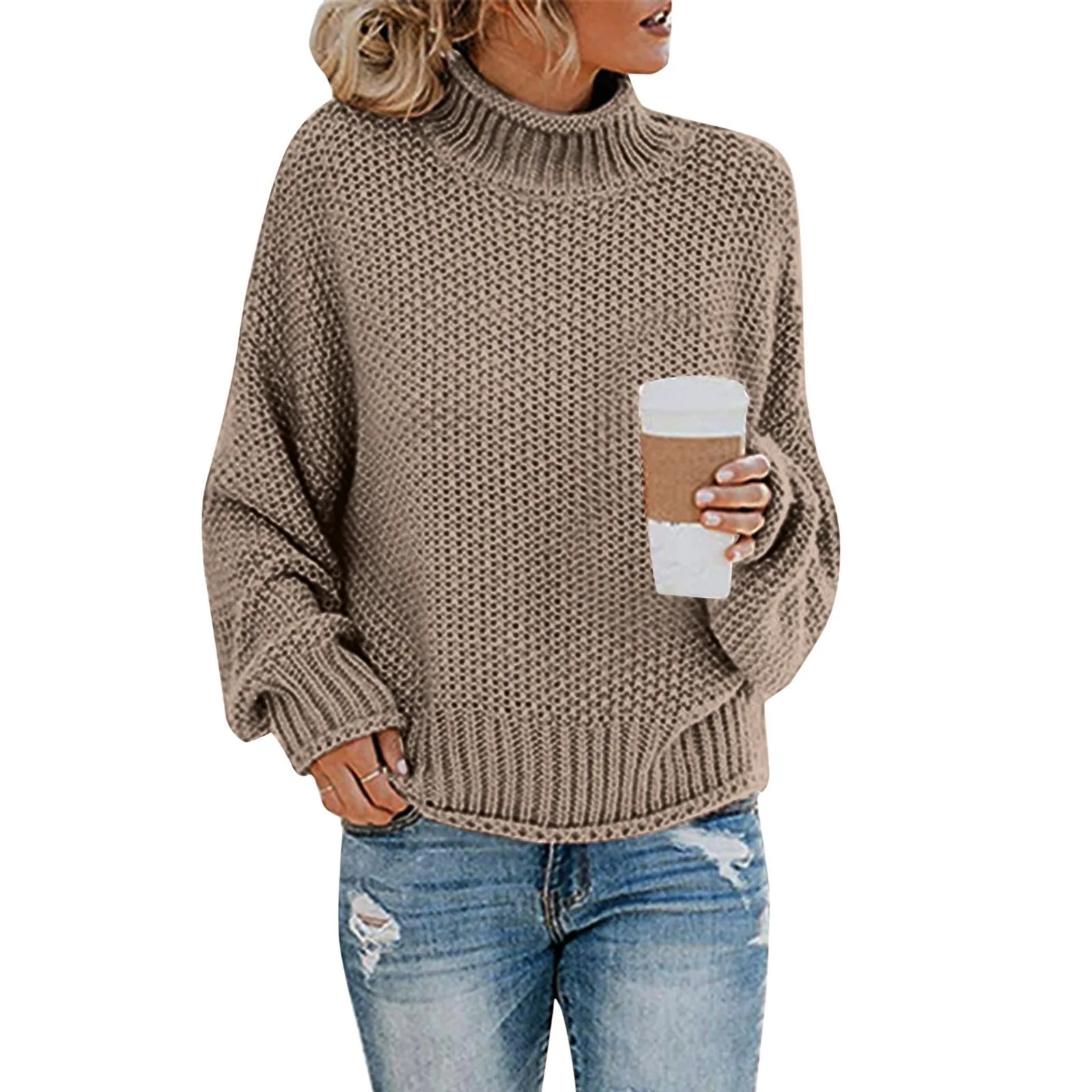 

Sweater Womens Knit Pullover Turtleneck 2024 Fashion New Winter Hot Style Bold Lines Pullovers Female Woman Clothing Tops