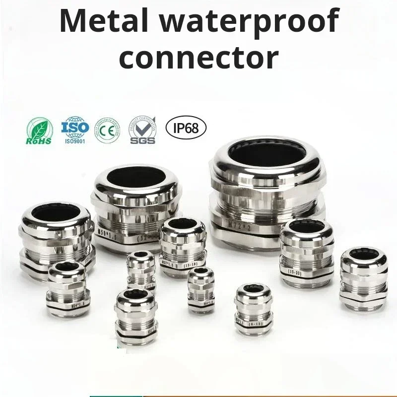 10pcs Stainless Steel Cable Gland M10 IP68 PG7 PG9 PG11 M6 M8 M10 M12 1mm-14mm Wire Cable Metal Waterproof Cable Gland Connector
