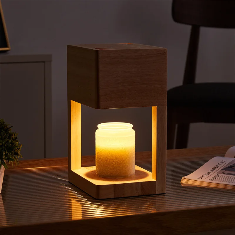 Lampe chauffe-bougie électrique, lumière de fusion d'avertissement, base en bois d'aromathérapie créative, décor de chevet, 110V, 230V