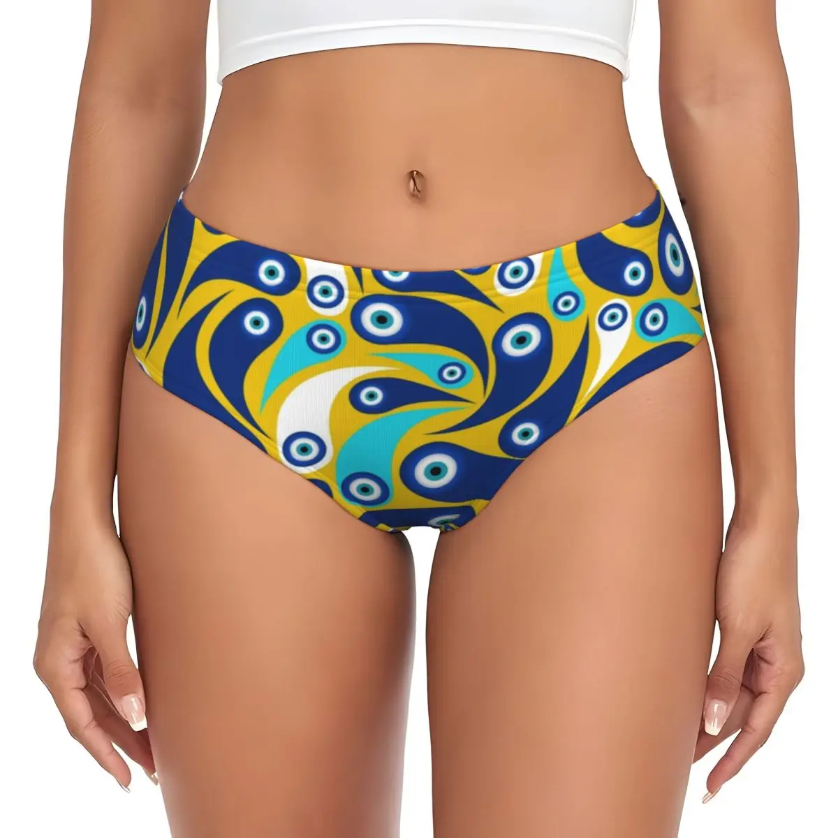 

Custom Women Nazar Amulet Paisley Evil Eye Panties Underwear Female Comfort Turkish Culture Briefs Underpants