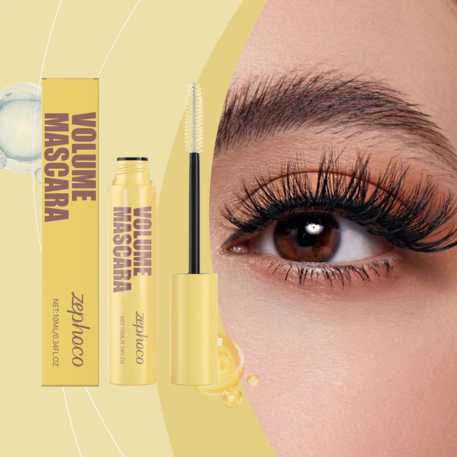 

Zephoco Lengthening and Volume Mascara Waterproof Sweatproof Thick Curling Quick Dry Bubble Mascara Extra Long Eyelashes Makeup