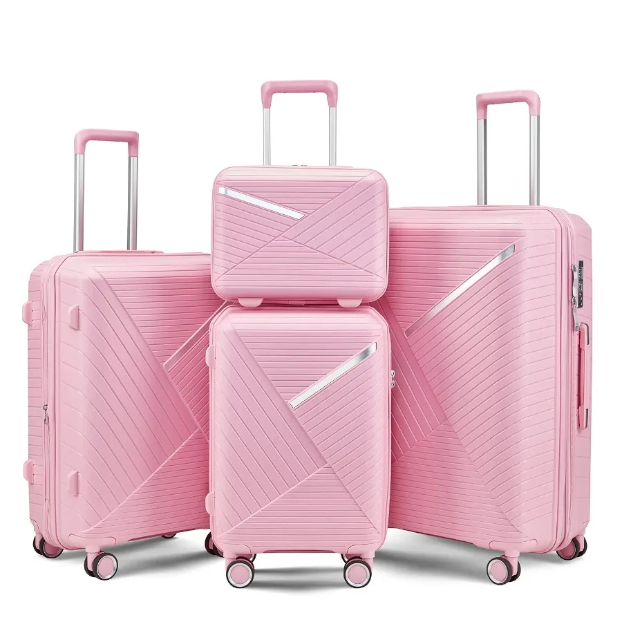 Luggage Sets 4 Piece 14 20 24 28 Expandable Lightweight Suitcase with 4 Double 360 Degrees Mute Spinner Wheels PP Materials Dur