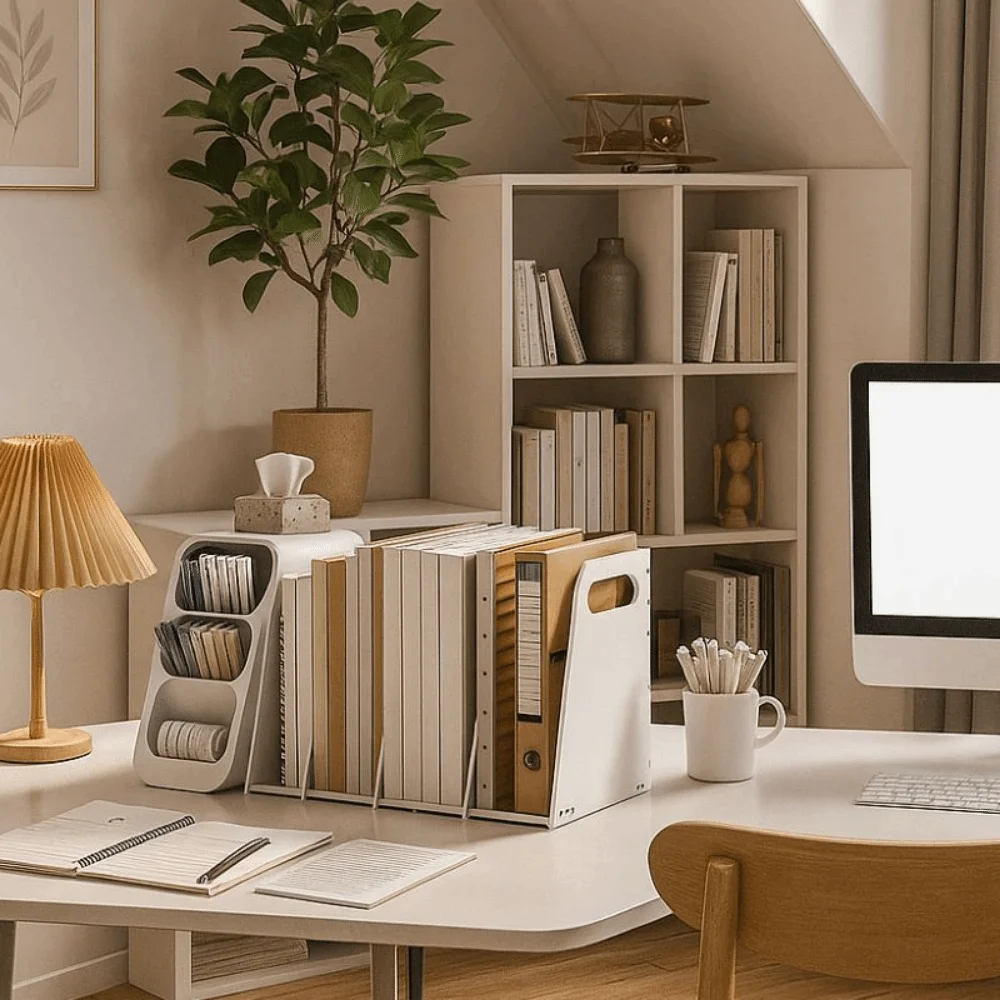 

Foldable Student Book Shelf Large Capacity Multifunctional Book Stand Save Space with Handle Desktop Storage Box Student Study