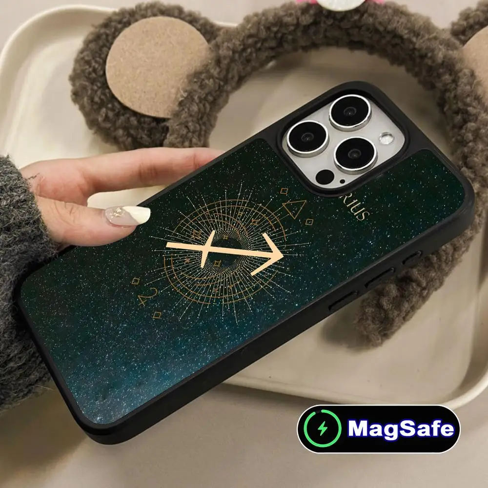 

Чехол для телефона со знаком зодиака Стрельца для iPhone 17, 16, 15, 14, 13, 12, 11 Air Pro Max Plus Magsafe, матовая поверхность, красочный чехол, роскошный