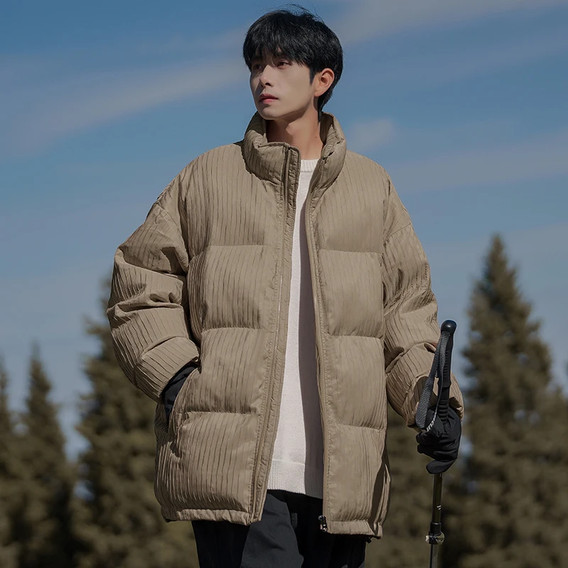 

Легкая утепленная куртка из американского пуха и хлопка для мужчин: теплая, морозостойкая, текстурированная верхняя одежда для повседневного молодежного стиля