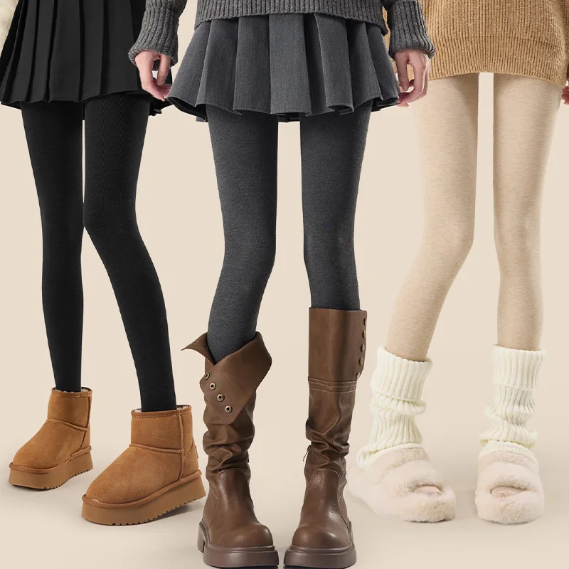 

Harajuku женские бесшовные колготки с высокой талией толстые бархатные эластичные колготки однотонные зимние теплые термофлисовые сексуальные чулки