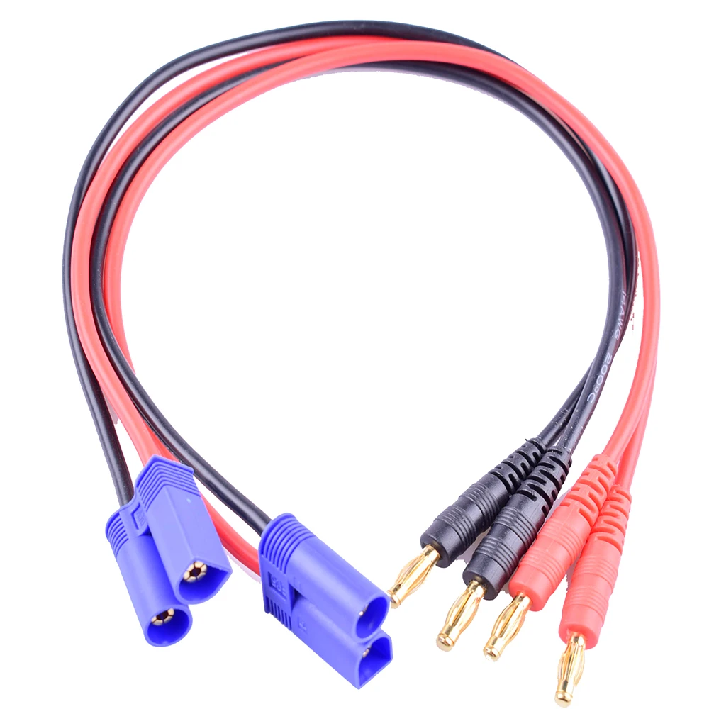 2PCS RC Cable EC5 Connector Male to 4mm Banana Plug Charge Lead with 14awg 11.8\