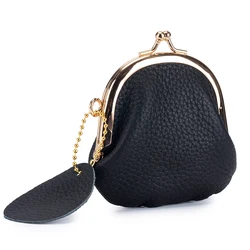 Genuine Leather Clutch Bag for Women Kiss Lock Wallet Retro Coin Purse Coin Organizer Cute Purse 2024 New Compact Change Purses