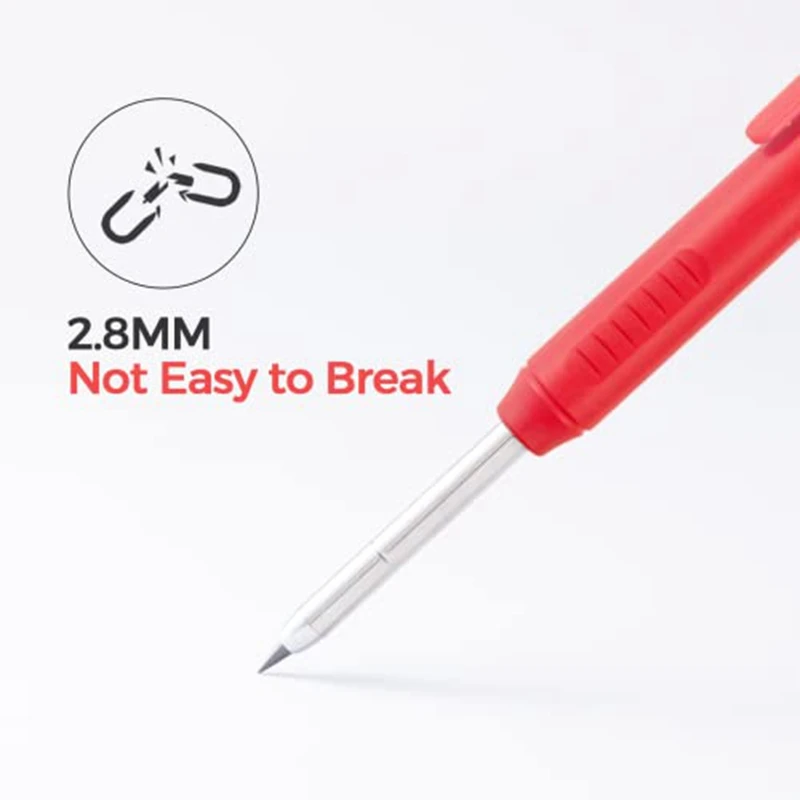 Mechanical Hole Marking Pencils With 18 Pcs 2.8Mm Refills, Deep Hole Woodworking Maker With Built-In Sharpener