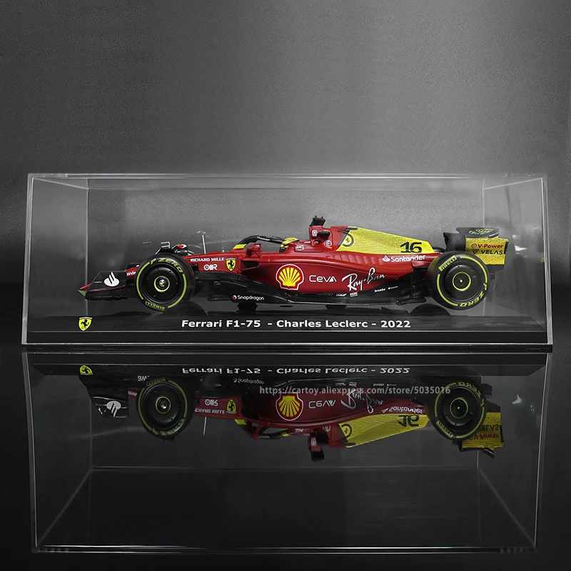 Bburago 1:24 F1 75-lecie Ferrari Monza F1-75 #16 leclerc #55 sainz formuła 1 symulacja aluminiowy Model samochodu zabawka rzemieślnicza