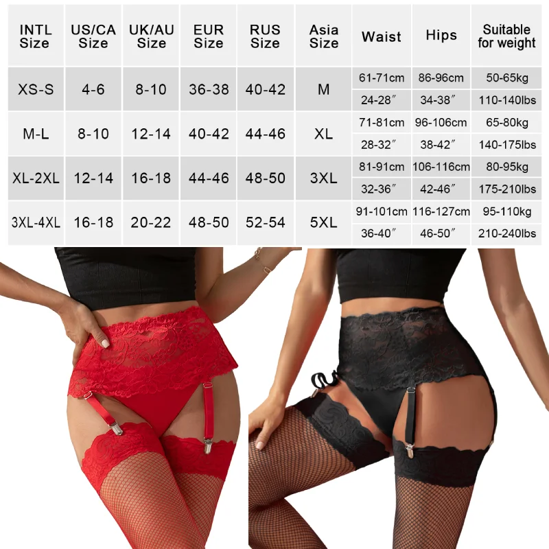 Ohyeahlady Black Garter Belt Plus Size бдсм 4 Elastic Straps Band Lingerie With Stockings Sexy Bride Lace Women\'s Stocking Belt