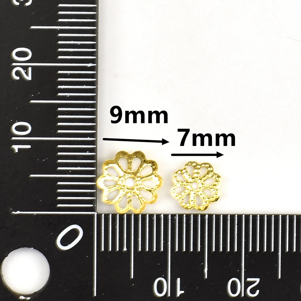 200Pcs 7mm ​9 mm Hollow Flower Petal End Caps Diy Jewelry Findings Spacer Beads Needlework Accessorie