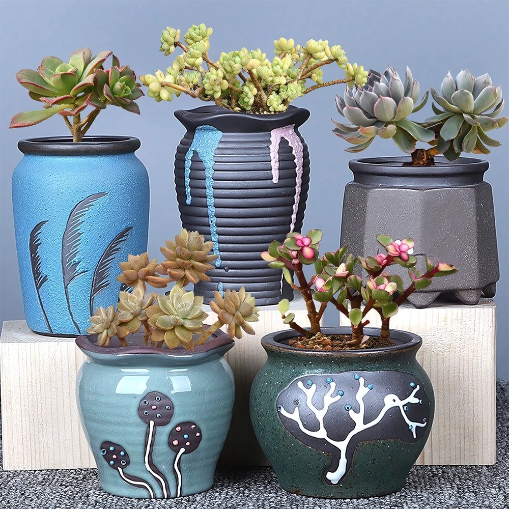 

Succulent Plant Ceramic Flower Pot Special Price Clay Flower Pot Home Decoration Vase Artificial Flowers Cactus Potted Plant Mul
