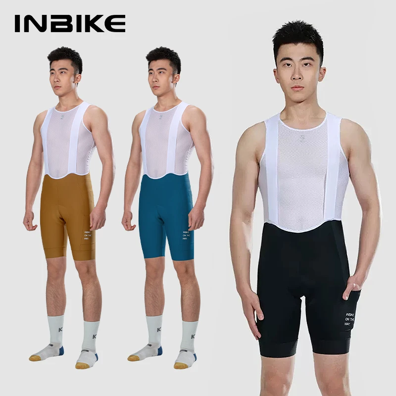 INBIKE Men's Cycling Bib Shorts Solid Color Mountain Bike Shorts High-end Outdoor Breathable Cycling Tights UV Protection