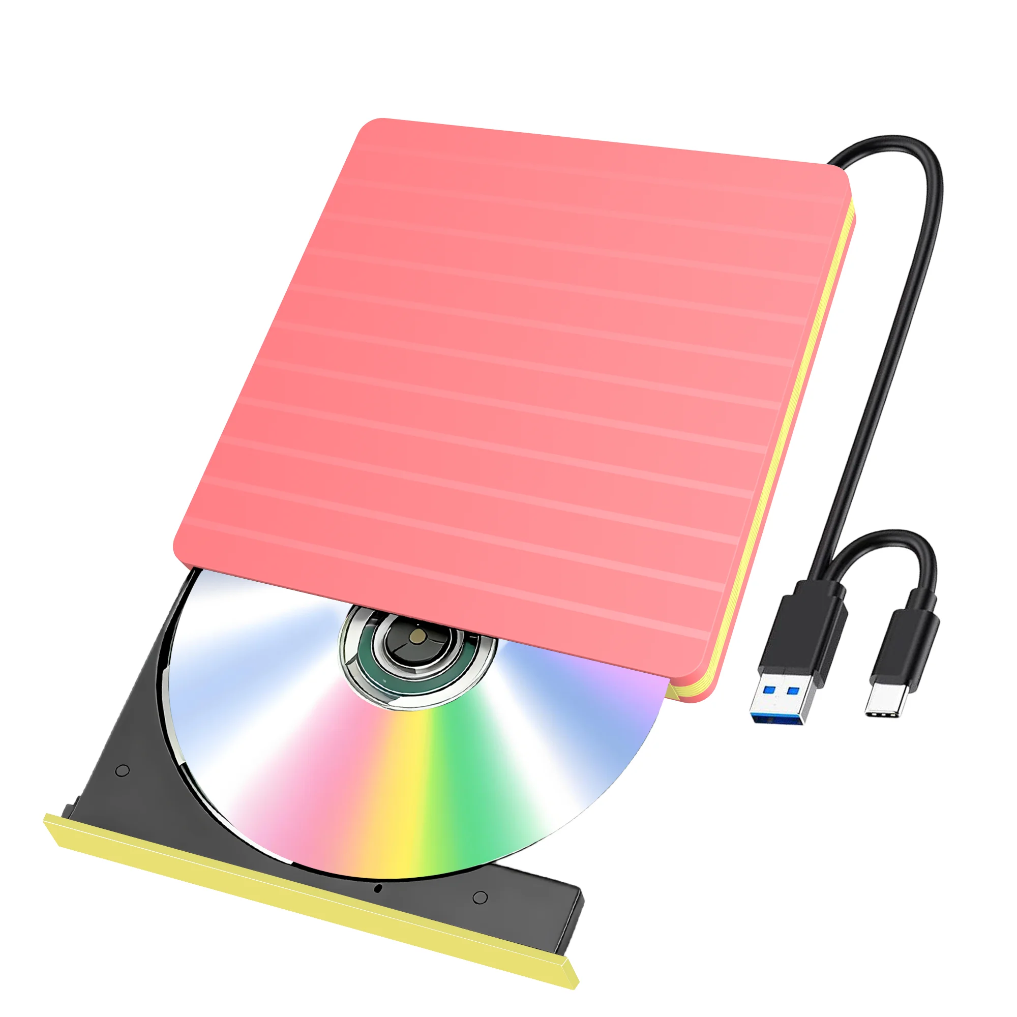 External DVD CD Drive USB 3.0 Type-C Portable CD DVD Player for Laptop +/-RW Disk Drive CD ROM Burner Writer Reader for Desktop